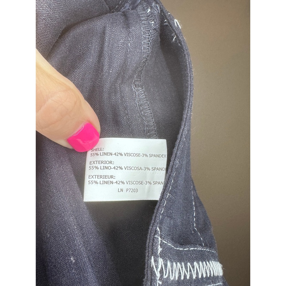 Insight New York Womens Navy Linen Blend Pant Suit Set Contrast Stitch Size 4 - Picture 8 of 9